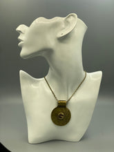 Load image into Gallery viewer, Antique Bronze Statement Pendant, Up-cycled Brass Perfume Button
