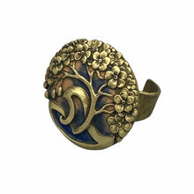 Load image into Gallery viewer, 19th c. Antique Button Tree Motif Up-cycled Gold Ring

