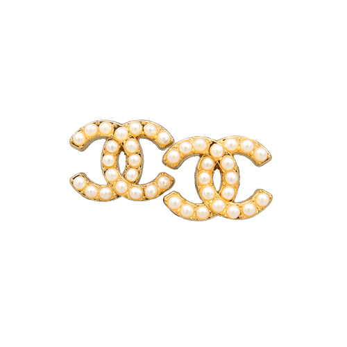 Interlocking CC Pearl Logo Earrings