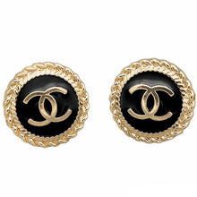 Load image into Gallery viewer, Rope Button Earrings - Black/Gold
