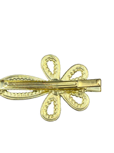 Load image into Gallery viewer, Button Barrette Designer Gold Seed Pearl Hair Clip Barrette Clasp Slide
