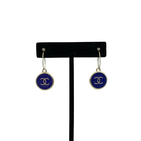 Round Chanel Logo Dangle Earrings