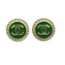 Load image into Gallery viewer, Rope Button Earrings - Green/Gold
