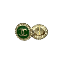 Load image into Gallery viewer, Rope Button Earrings - Green/Gold
