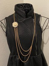 Load image into Gallery viewer, Chanel Logo Gold Chain Triple Strand Necklace with Flower
