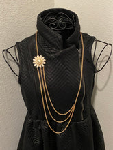 Load image into Gallery viewer, Chanel Logo Gold Chain Triple Strand Necklace with Flower
