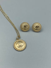 Load image into Gallery viewer, Designer Gold Button Earring &amp; Zipper Pull Pendant Set
