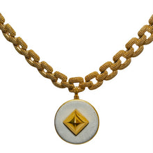 Load image into Gallery viewer, Designer Leather Gold Mesh Tone Chunky Necklace
