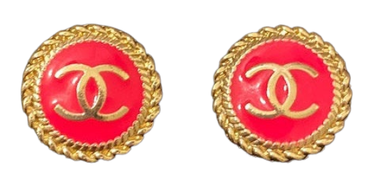 Rope Button Earrings - Hot Pink/Gold