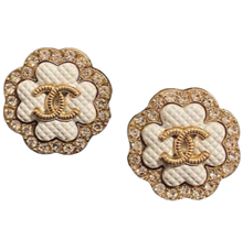 Load image into Gallery viewer, Rhinestone White Clover Earrings
