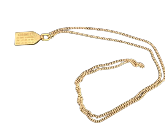 Designer Gold Tone Dog Tag Zipper Pull Necklace