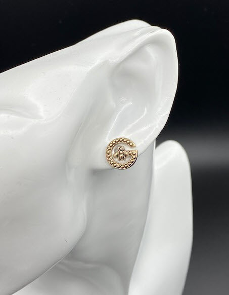 Designer Bee G Stud Earrings